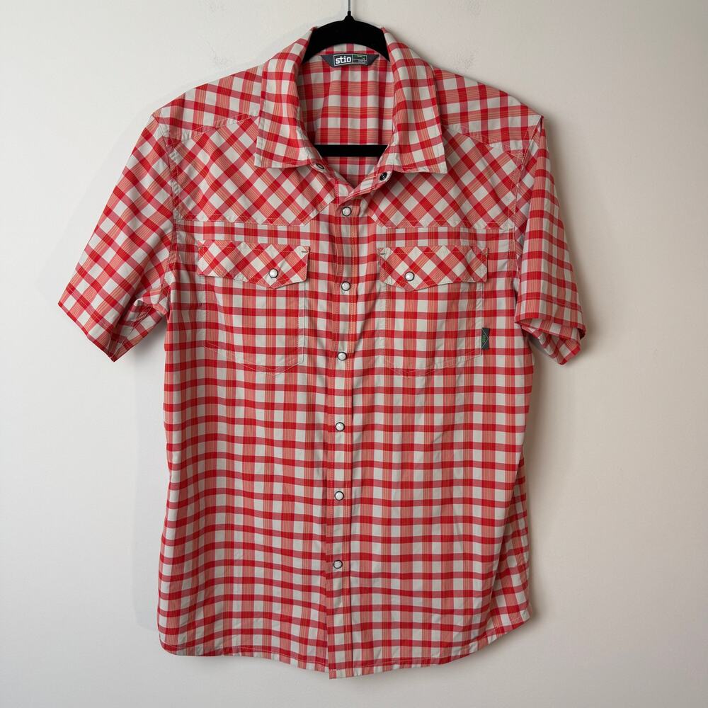 Stio Men's Eddy Short Sleeve Pearl Snap Button Down Shirt Size Medium